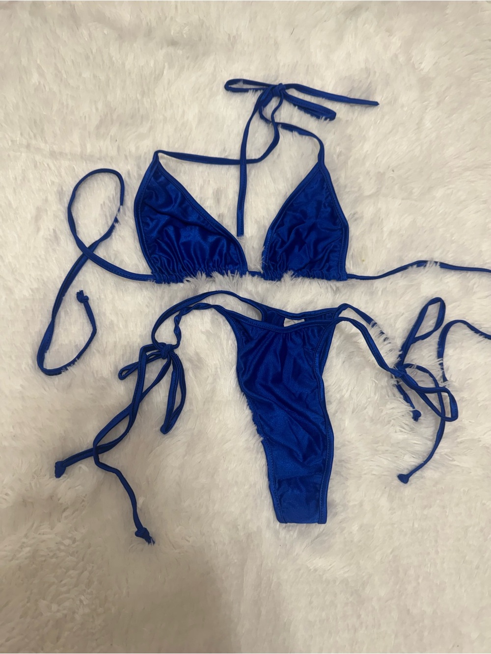 New small satin blue micro bikini dancer festival rave outfit y2k swimsuit dance